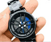 Stereoscopic Car Wheel Watch Blue Dial